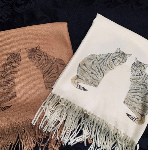 Scottish Wildcats handprinted on Cashmere Blend Scarves
